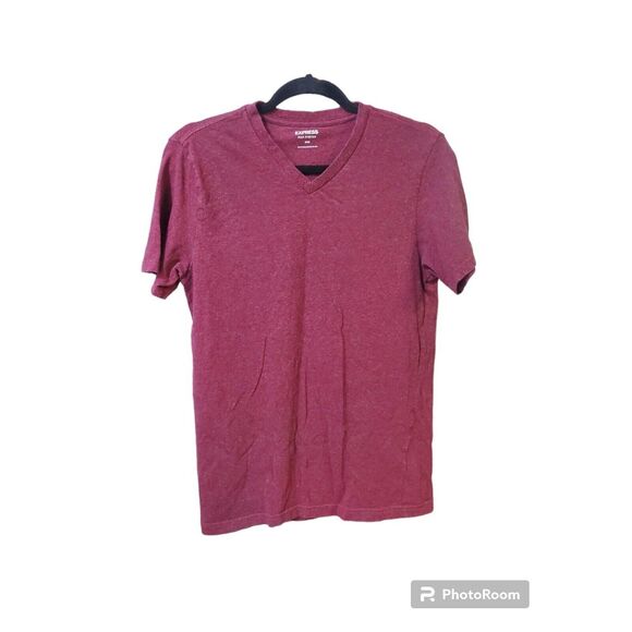 Express V Neck Stretch Tee Burgundy Men's Medium - Picture 1 of 2